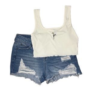 Realm Denim Shorts and Shein Crop Tanktop